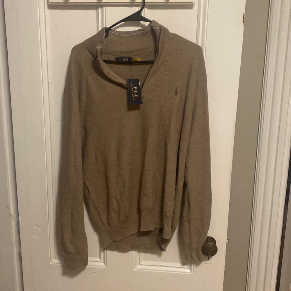 Large Ralph Lauren Brown Quarter Zip. Never worn.